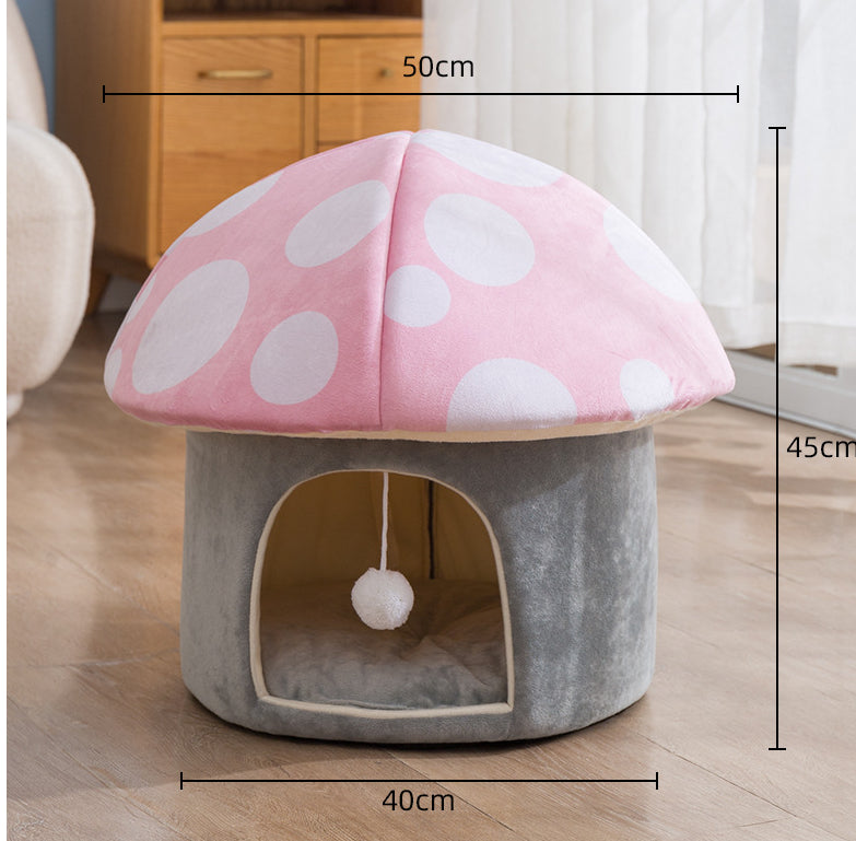 Magical Mushroom Haven: Removable & Washable Soft Pet Bed | PetAholic