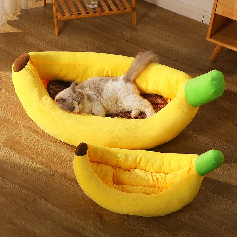 Banana Bunk: Comfy Pet Cushion Mat Nest for Cozy Naps