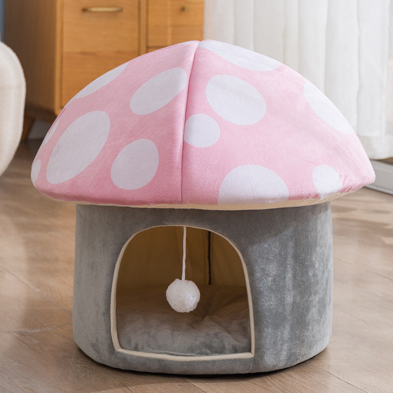 Magical Mushroom Haven: Removable & Washable Soft Pet Bed | PetAholic