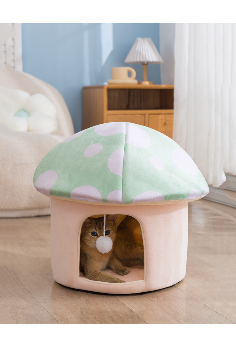 Magical Mushroom Haven: Removable & Washable Soft Pet Bed | PetAholic