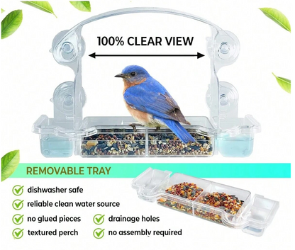 Crystal Clear Window Bird Feeder: Watch Birds Up Close with Unobstructed Views