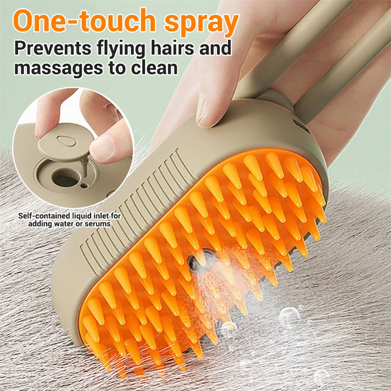 Electric Steamy Pet Brush - Cat and Dog Grooming, Massage, and Hair Removal Comb