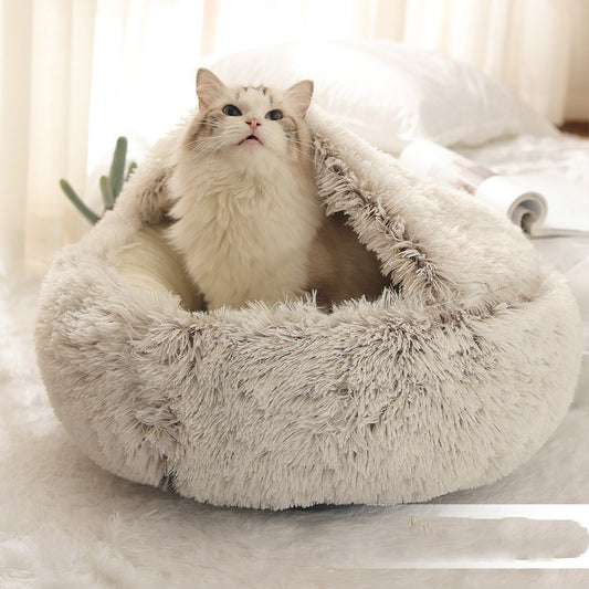 LuxuryHaven 2-in-1 Plush Pet Bed: Luxury and Versatility for Cats and Dogs