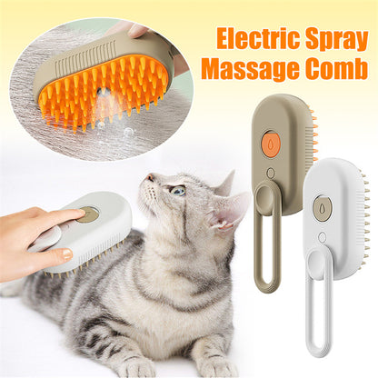 Electric Steamy Pet Brush - Cat and Dog Grooming, Massage, and Hair Removal Comb