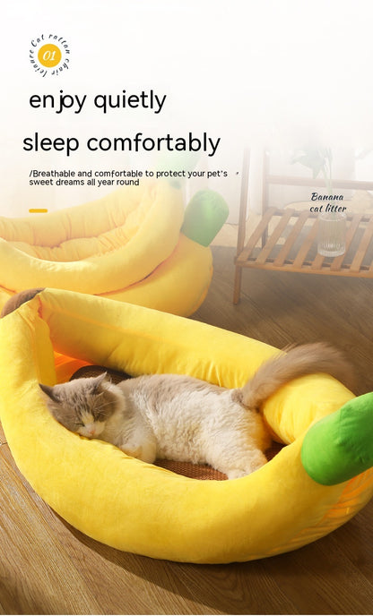 Banana Bunk: Comfy Pet Cushion Mat Nest for Cozy Naps