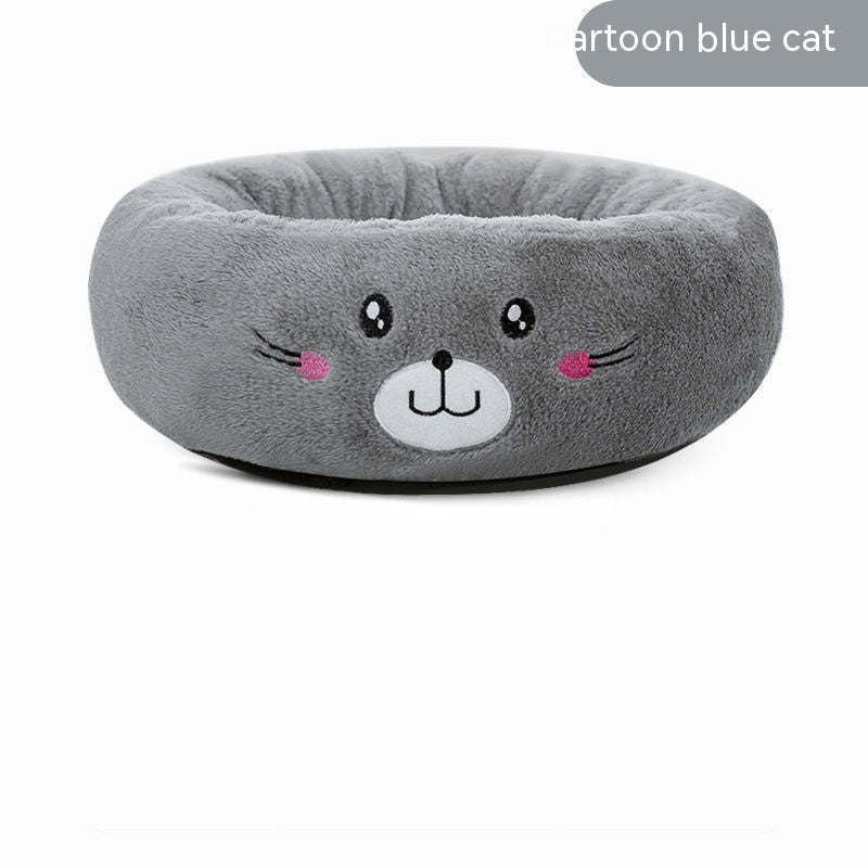 Embroidered Comfort: Four Seasons Universal Calming Donut Pet Bed