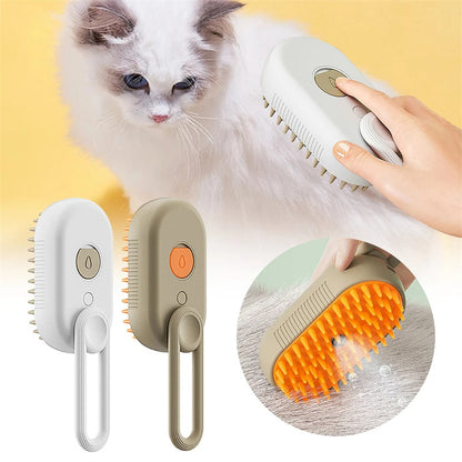 Electric Steamy Pet Brush - Cat and Dog Grooming, Massage, and Hair Removal Comb