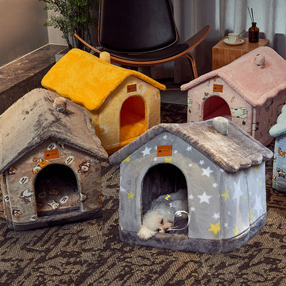 CozyHaven: Foldable Pet House - The Ultimate Retreat for Dogs and Cats