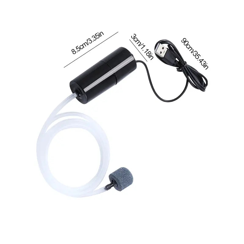 WhisperQuiet Mini Oxygen Pump - Portable USB Charging for Fish Tanks and Aquariums