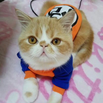 Saiyan-Inspired Fashion Pet Cat Costume: Cozy Hoodie Vest for Pet Heroes