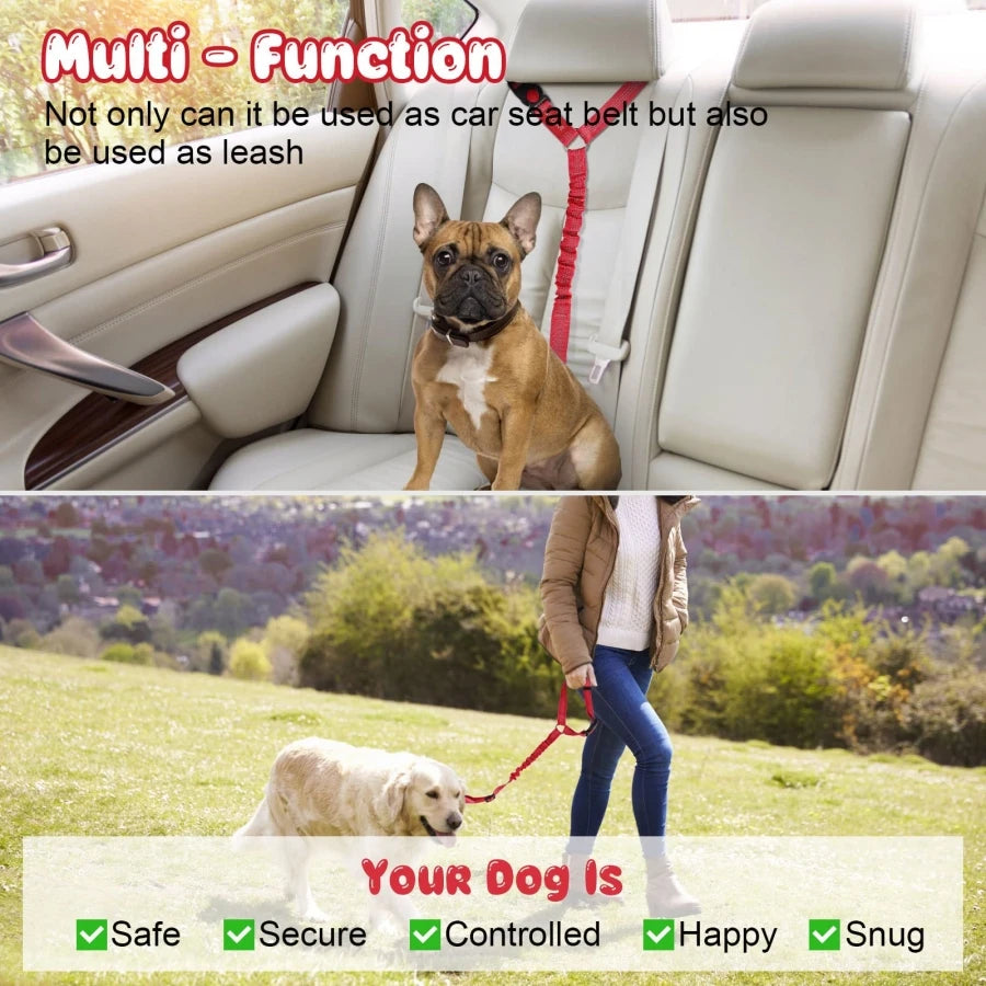 Reflective Safety Pet Car Seat Belt Leash - Secure Your Furry Friend for Safe Travels