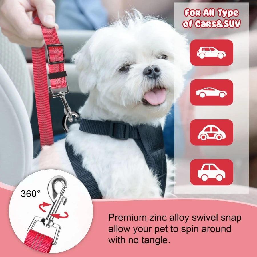 Reflective Safety Pet Car Seat Belt Leash - Secure Your Furry Friend for Safe Travels