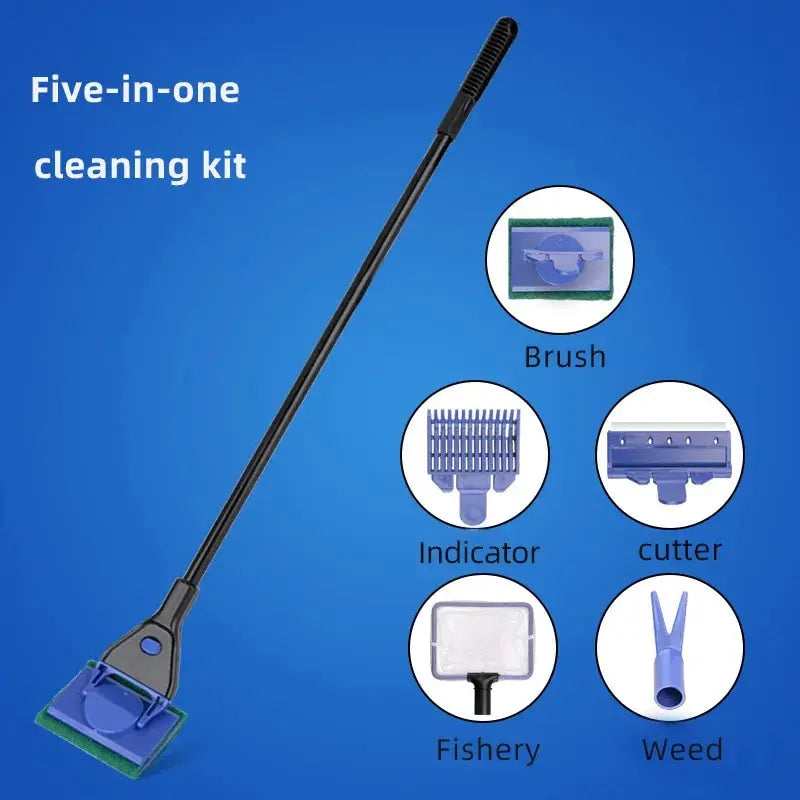 Aquarium Cleaning Tool Kit 5-in-1 - Keep Your Fish Tank Sparkling Clean