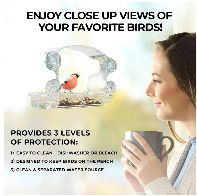 Crystal Clear Window Bird Feeder: Watch Birds Up Close with Unobstructed Views