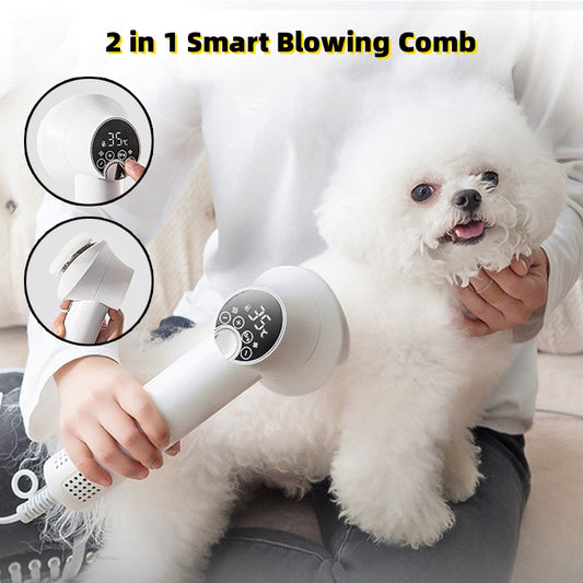 Smart Pet Hair Dryer and Grooming Comb - Silent and Efficient Care for Dogs, Cats, and More